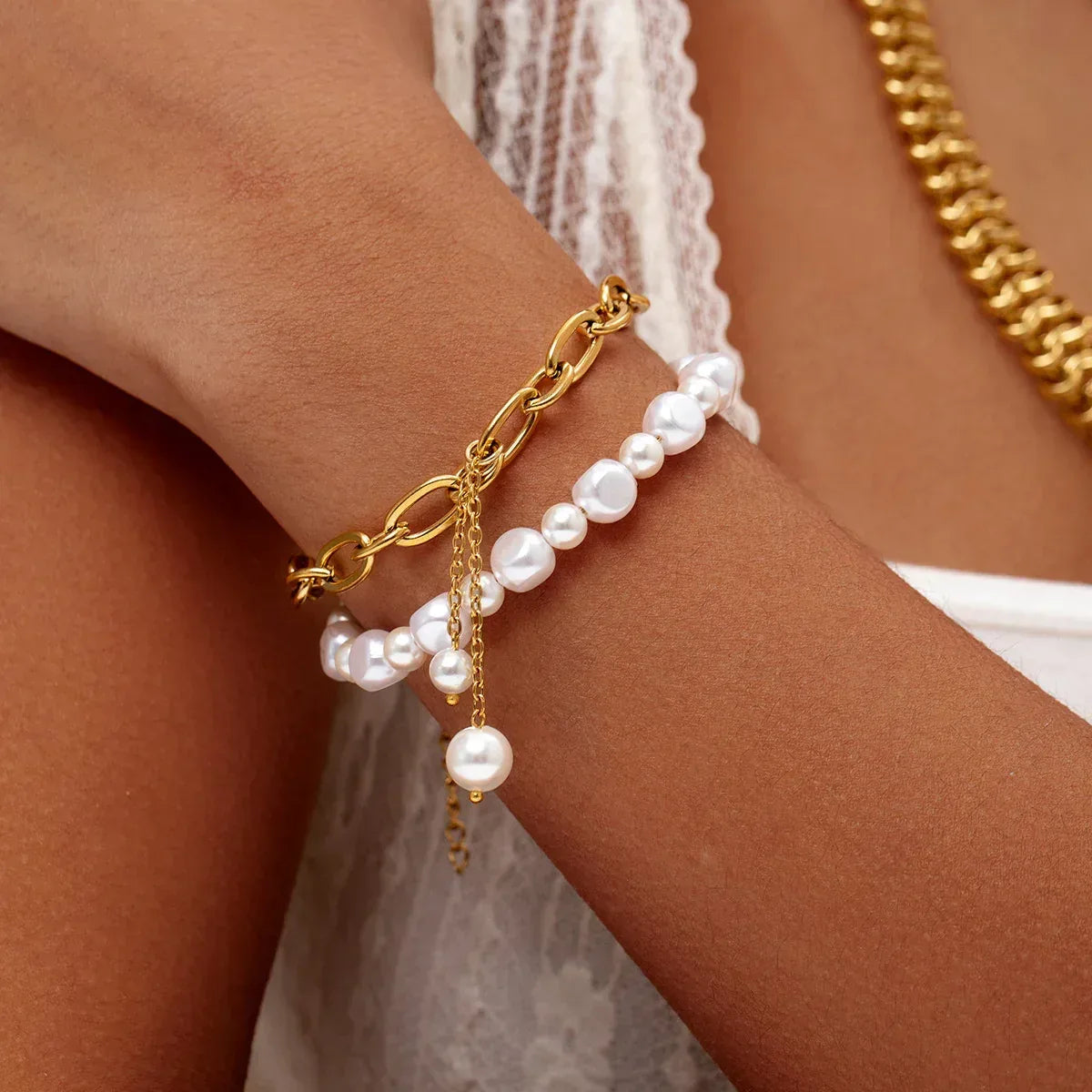 Pearl Titanium Steel Bracelet - Viexta