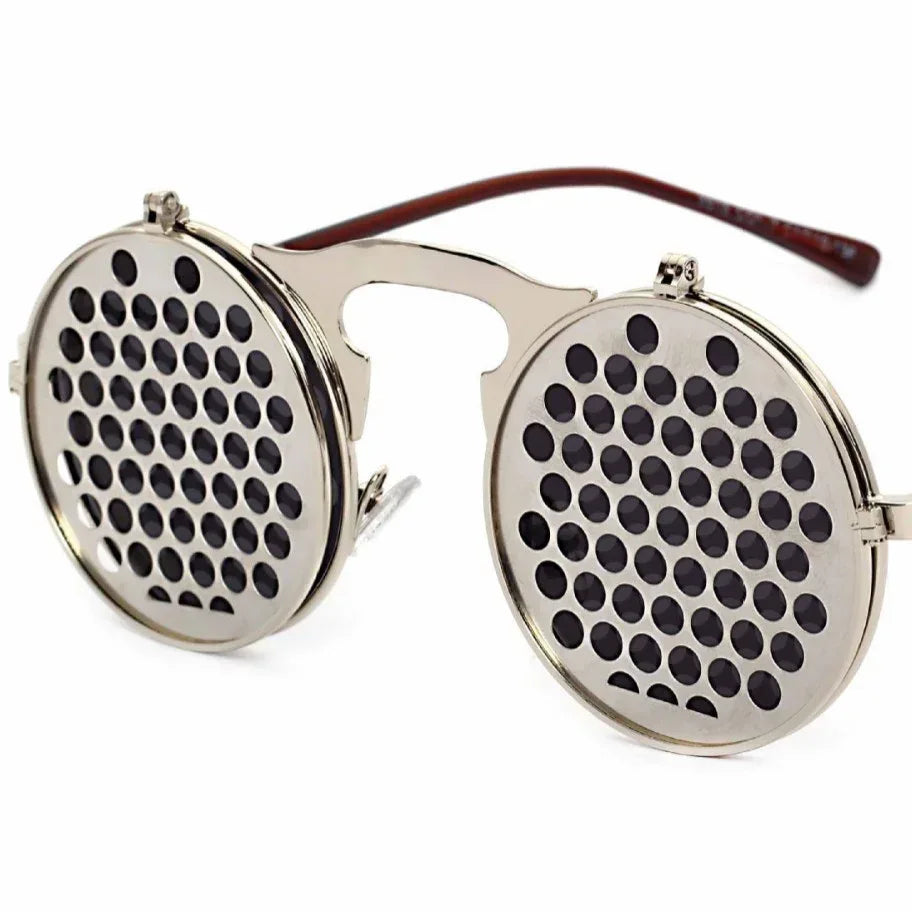 Men's Casual Retro Metal Punk Steam Flip Sunglasses - Viexta