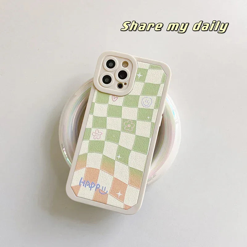 Checkerboard Flower Smile iPhone Case - Viexta