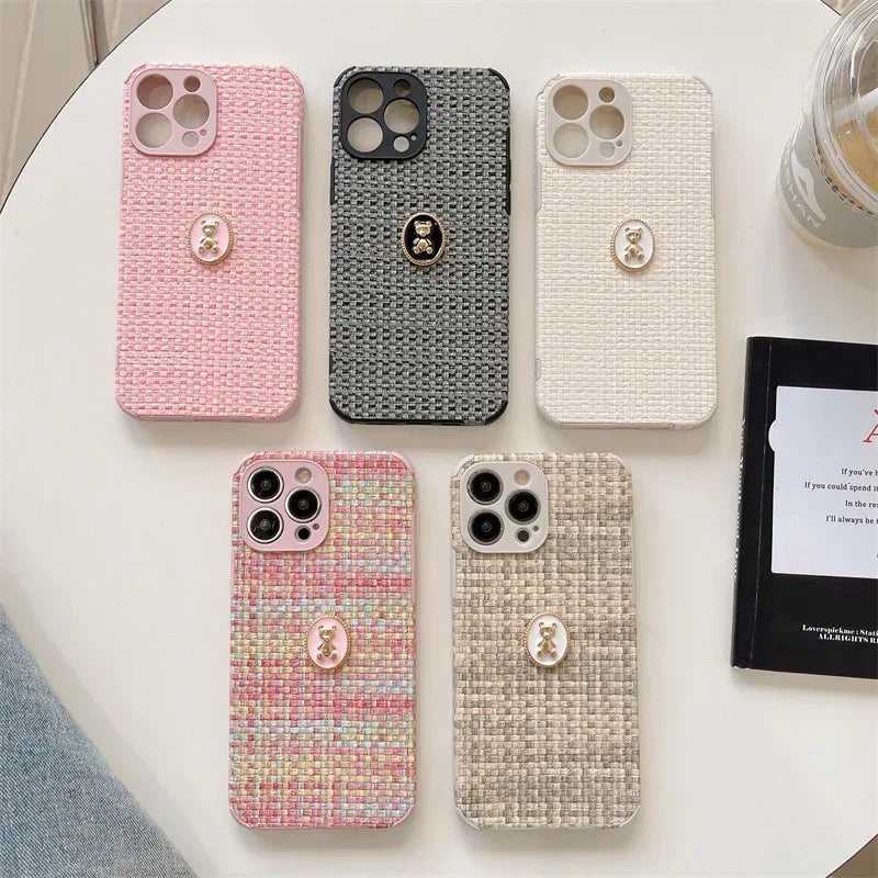 Woven High-grade Bear Flannelette iPhone Case - Viexta