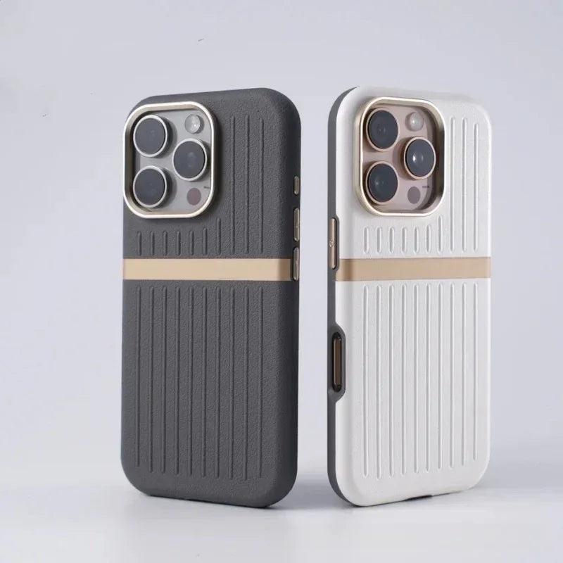 Corrugated Magnetic Business Leather iPhone Case - Viexta