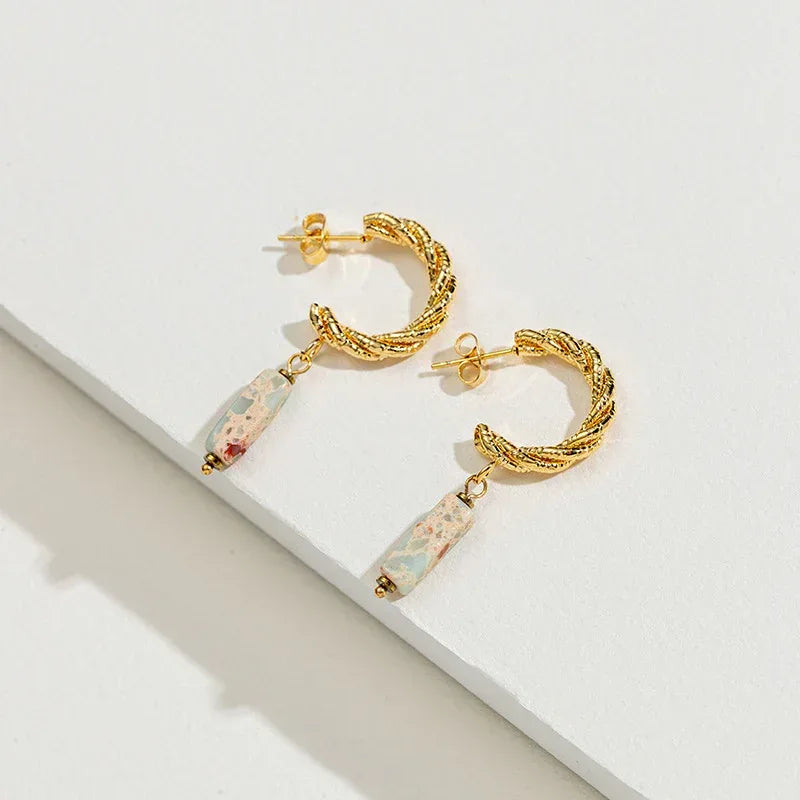 Embossed Stainless Steel Earrings - Viexta