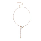 graceful-bow-long-pearl-tassel-pendant-necklace - Viexta