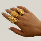 RETRO Geometric Irregular Opening Women's Ring - Viexta