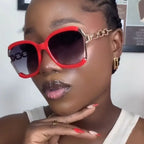 Big Square Rim Chain Sunglasses - Viexta