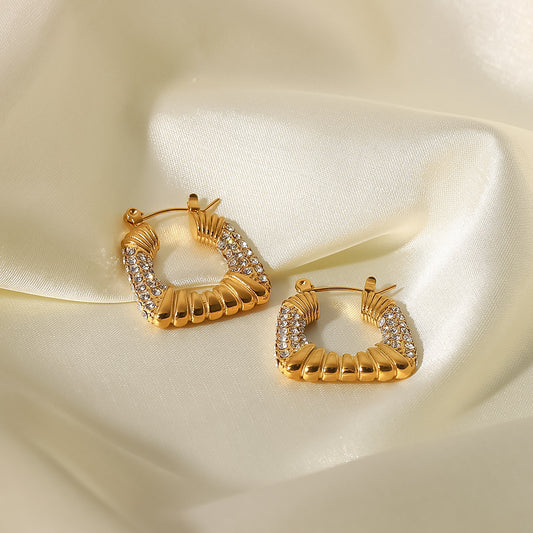 Retro 18K Cubic Zirconia Trapezoid Earrings