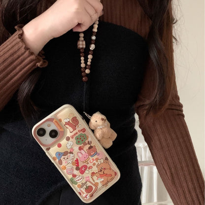 Cute Graffiti Rabbit iPhone Case with Charm