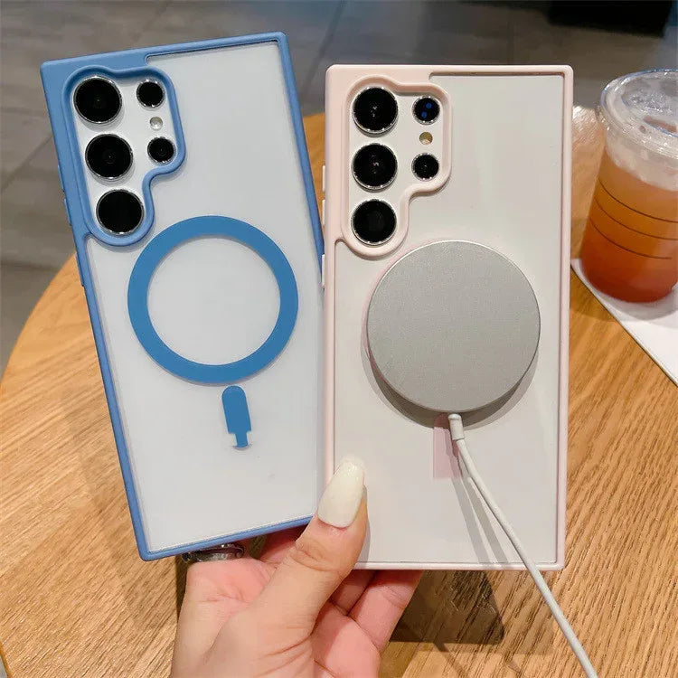 Acrylic Magnetic Suction Macaron Silicone Samsung case - Viexta