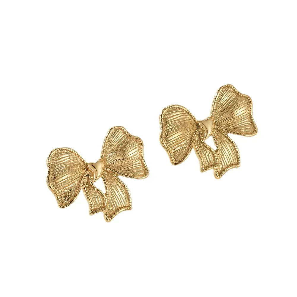 Titanium Steel Bow Earrings - Viexta
