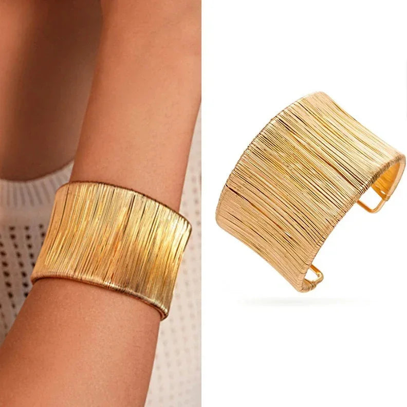 Handcrafted Gold-plated Geometric Cuff Bracelets - Viexta