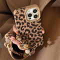 Leopard-Print Plush Lanyard iPhone Case