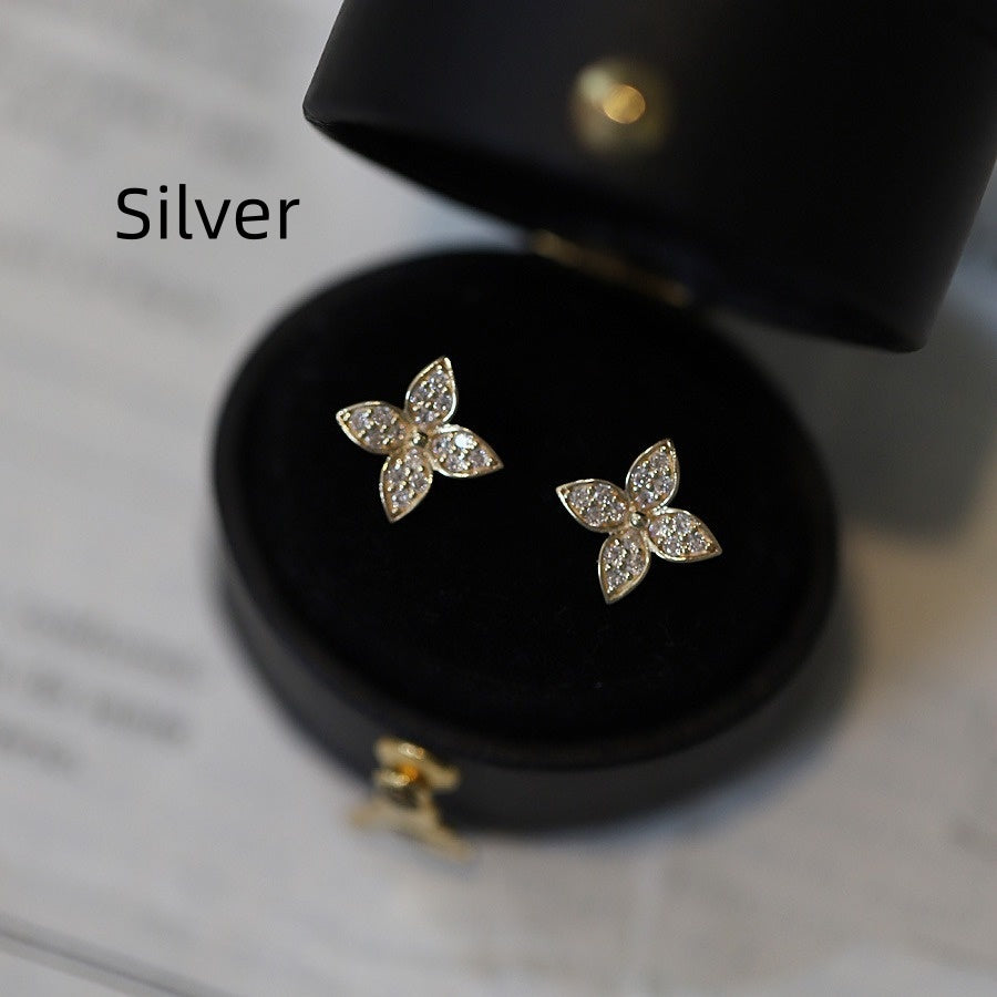 Female S925 Silver Plating 14K Flower Earrings