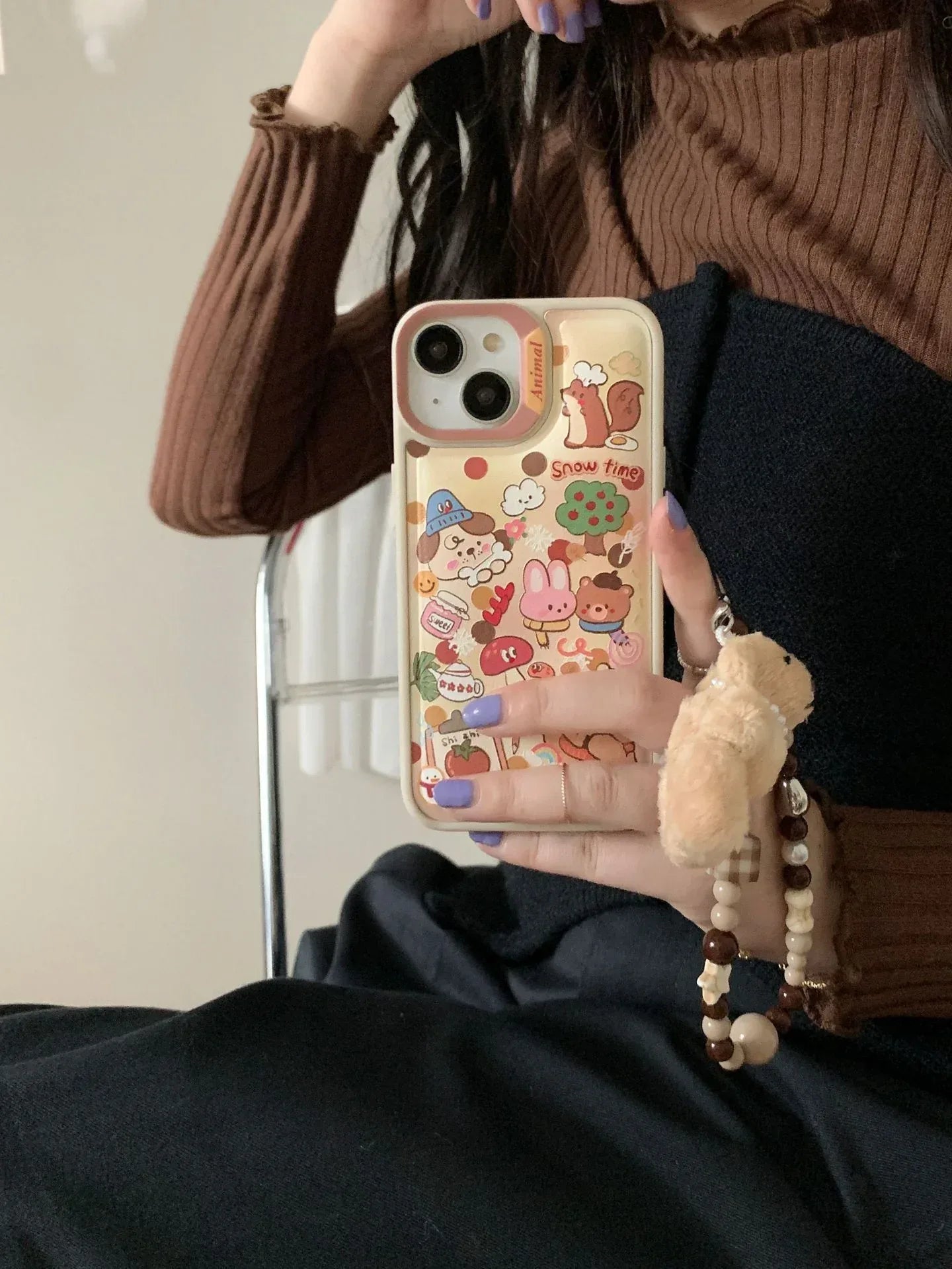 Cute Graffiti Rabbit iPhone Case with Charm - Viexta