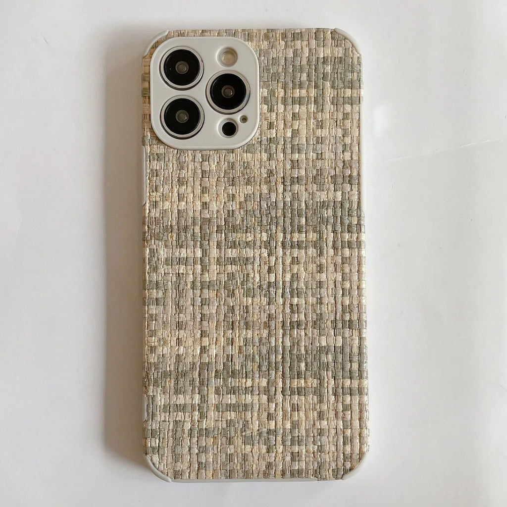 Retro Woven-pattern Leather iPhone Case - Viexta