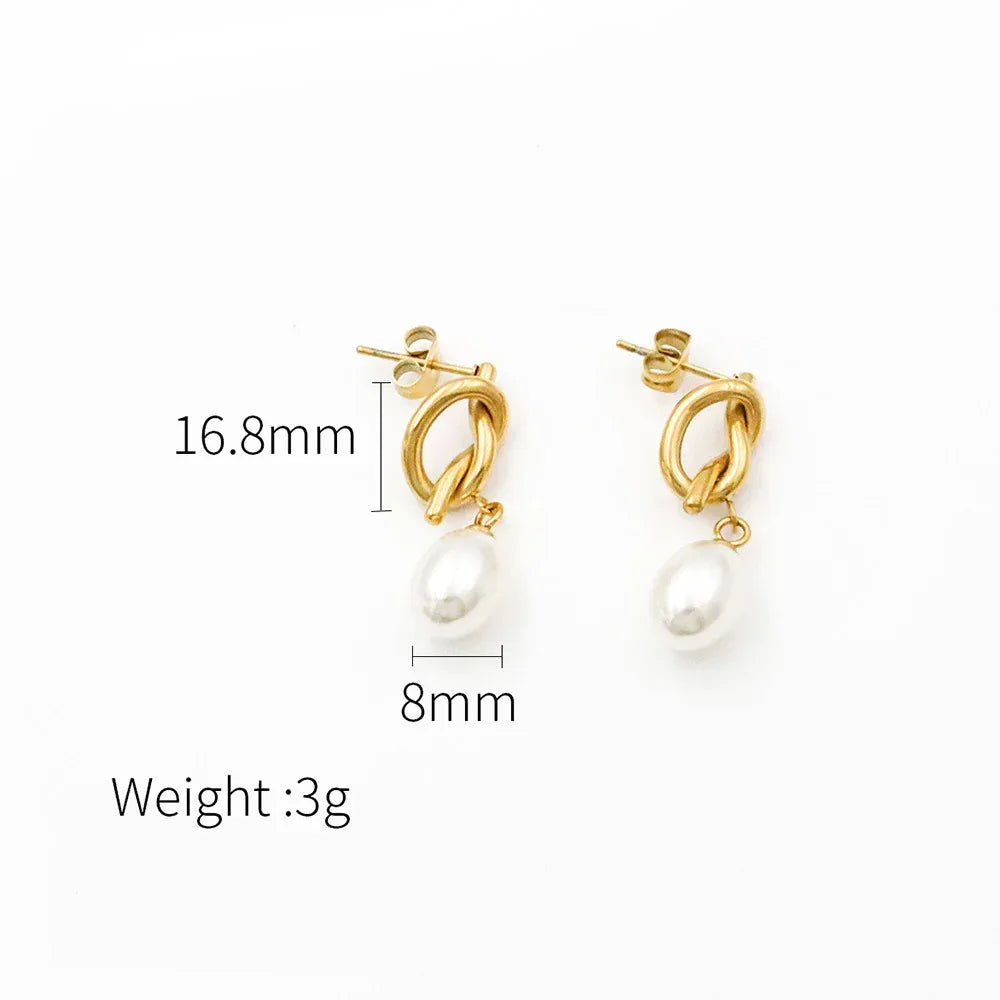 French Vintage Knotted Pearl Earrings - Viexta