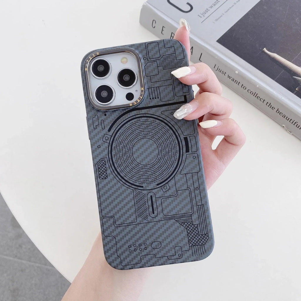 high-grade-carbon-fiber-grain-magnetic-iphone-case - Viexta