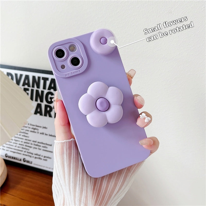 Purple Rotating Flower Silicone iPhone Case