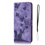 Butterfly Cat Embossed iPhone Leather Case