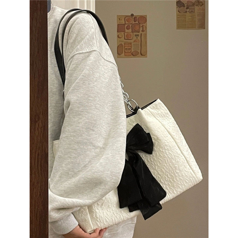 Bow Tote Canvas Shoulder Bag