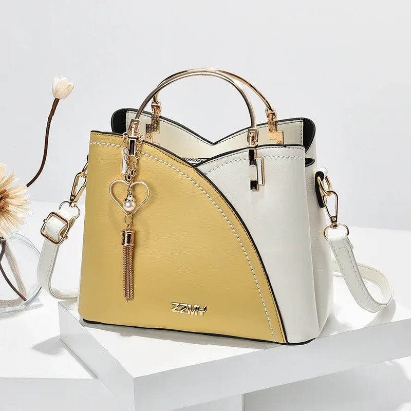 Color Block Handbag Love Tassel Decor Crossbody Bags For Women - Viexta