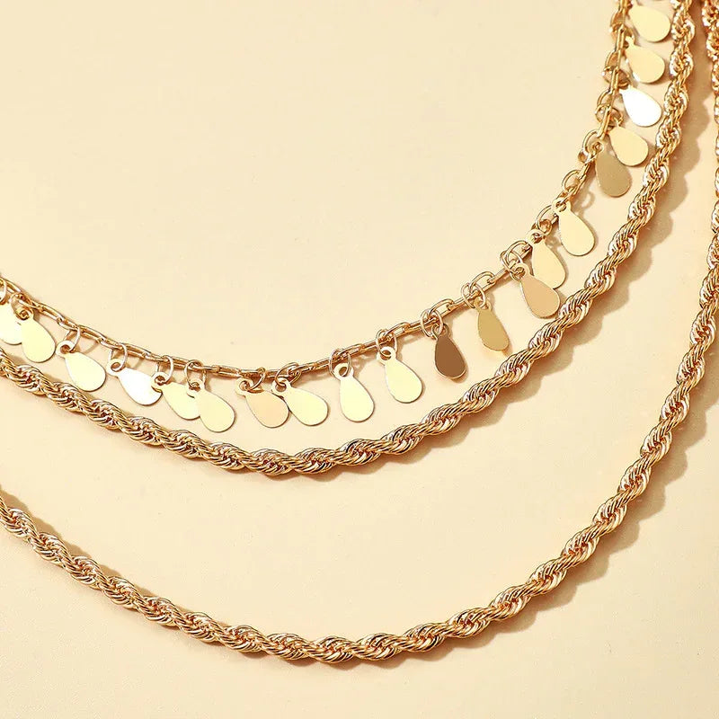 Multi-layer Hemp Flowers Drop-shaped Necklace - Viexta
