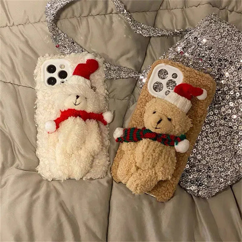 Christmas Bear Plush Mobile iPhone Case - Viexta