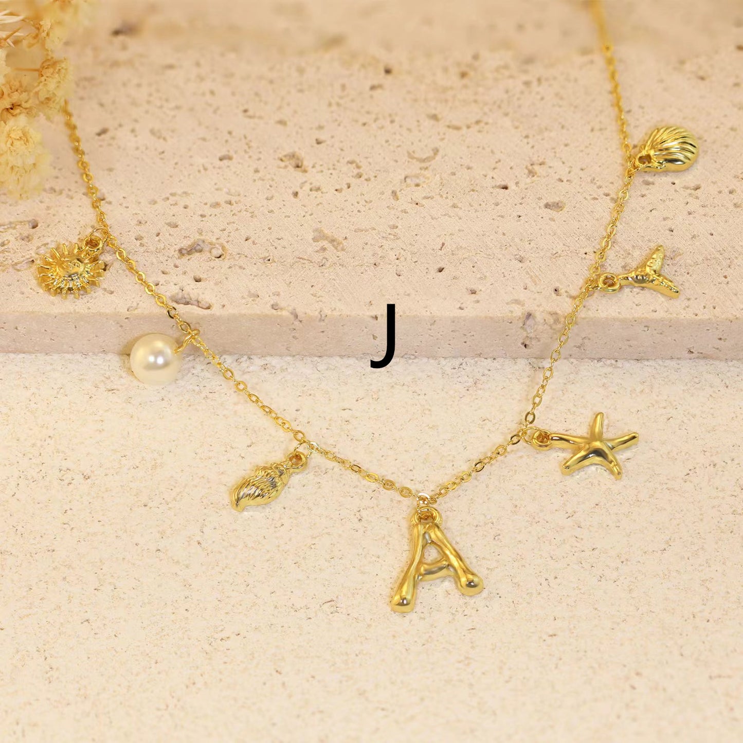 26 Alphabet Starfish Shell Necklace