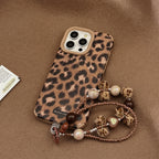 Leopard-Print Plush Lanyard iPhone Case