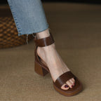 British Retro Strap Chunky Heel