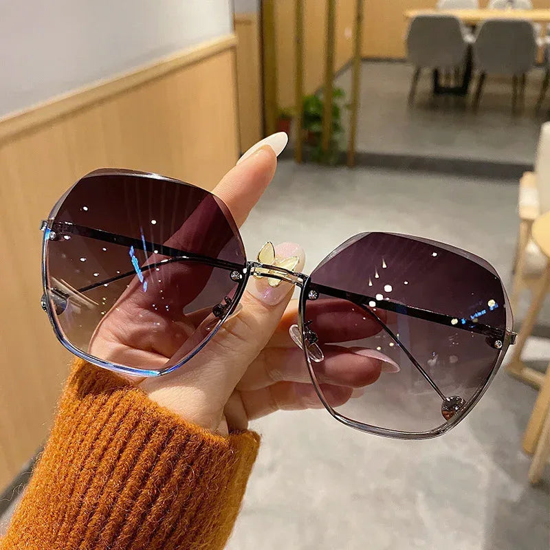 Women's Rimless Cutting Sunglasses - Viexta