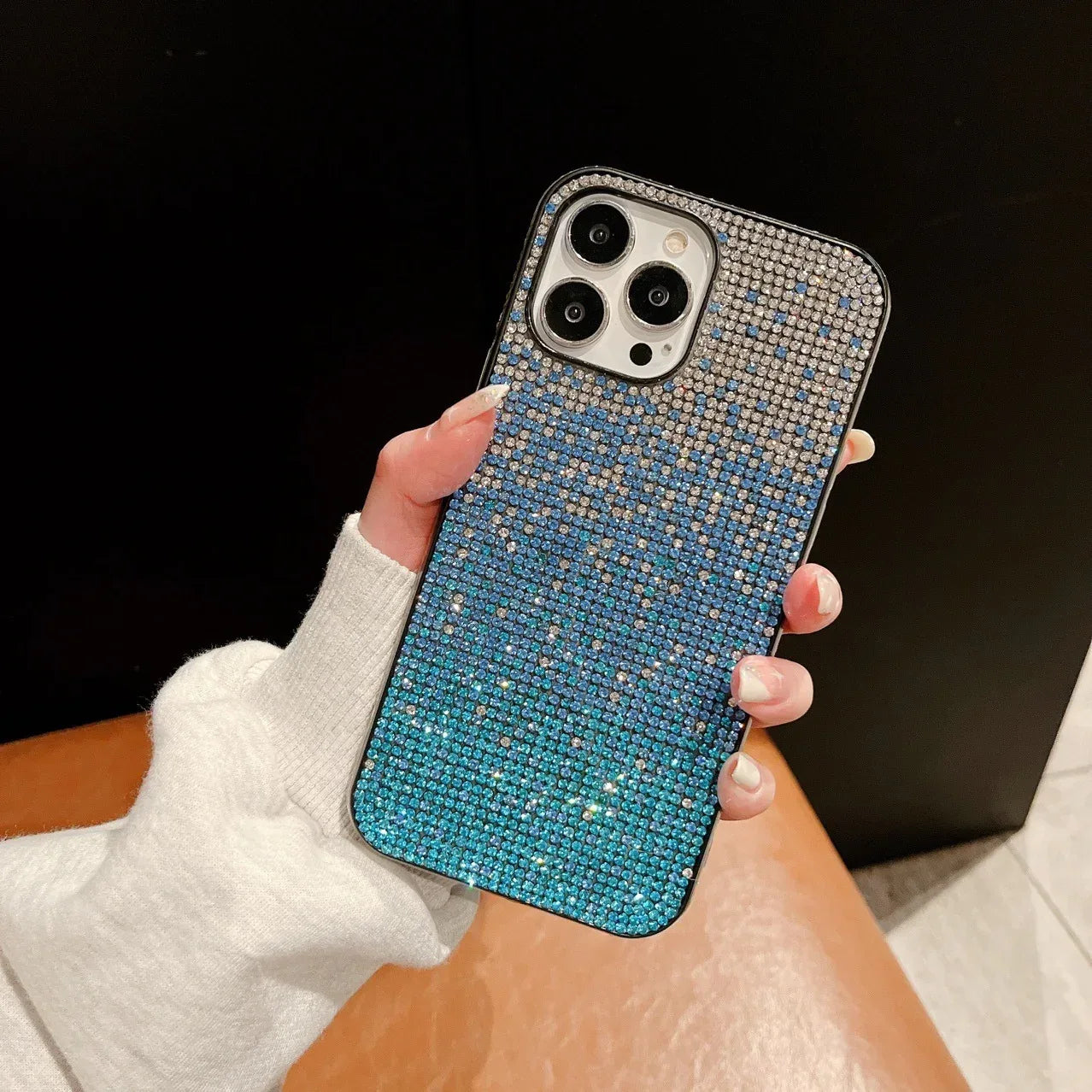 Gradient Edge Diamond Starry Sky Rhinestone iPhone Case - Viexta
