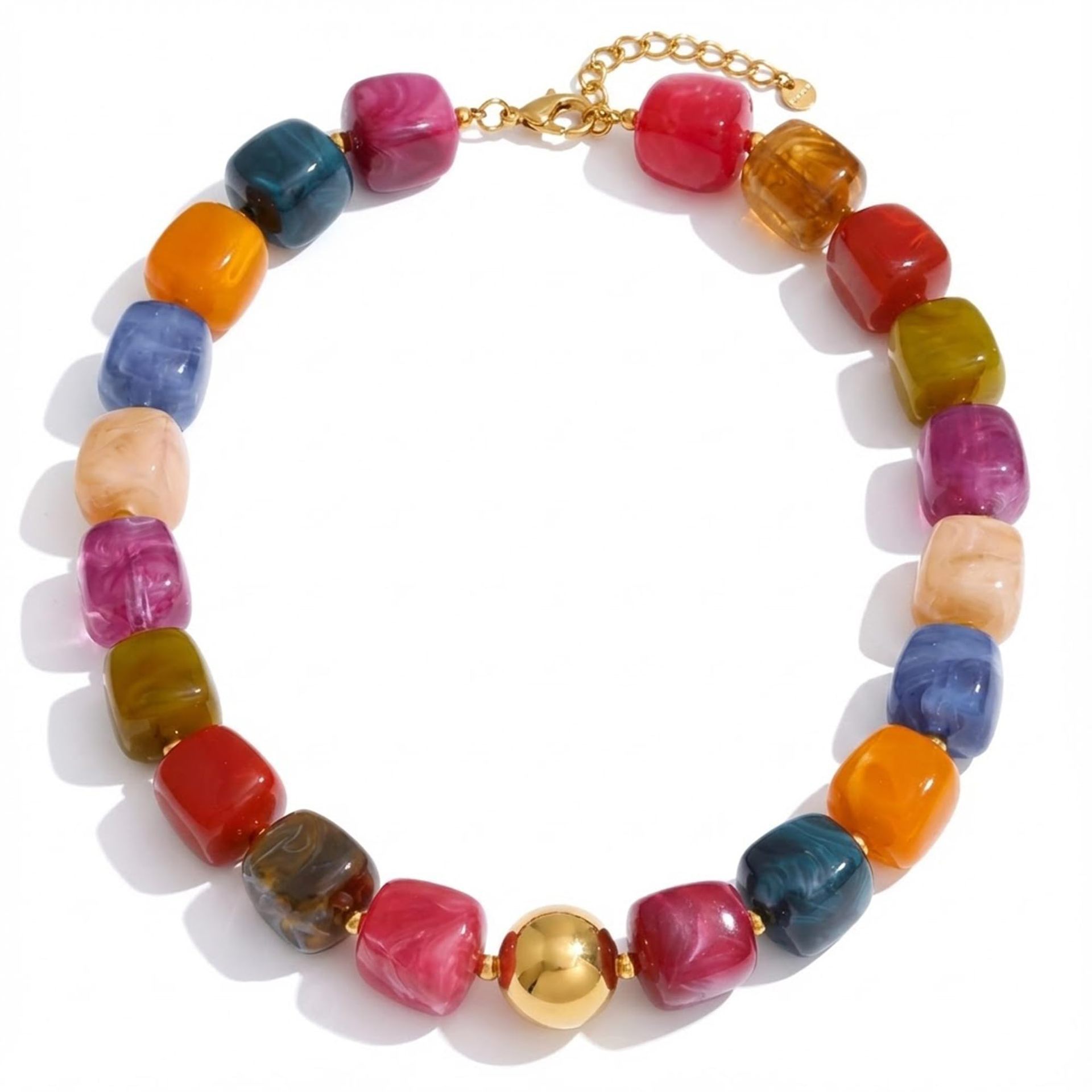 Bohemian-style Multicolor Resin Bead Necklace
