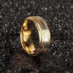 Men's Yellow Gold Twill Tungsten Ring - Viexta
