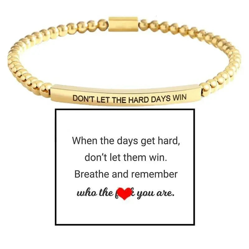 4mm Gold Bead Bracelet With Stainless Steel Curved Tube - Viexta