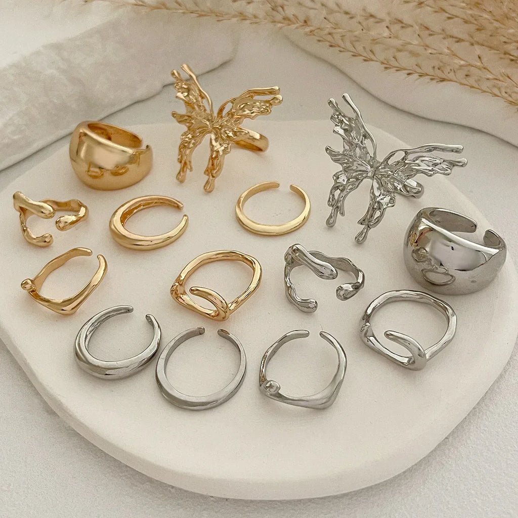 cold-butterfly-glossy-ring-set - Viexta