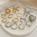 cold-butterfly-glossy-ring-set - Viexta