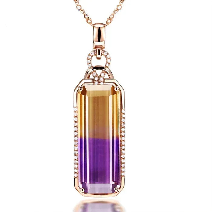 Women's 18K Rose Gold Plated Ametrine Necklace - Viexta