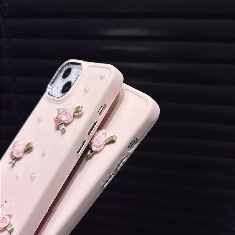three-dimensional-pearl-small-flower-iphone-case - Viexta