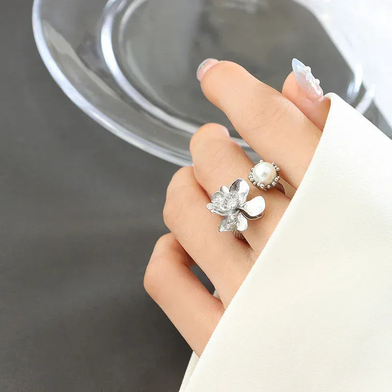 french-retro-flower-brass-stainless-steel-ring-for-women - Viexta