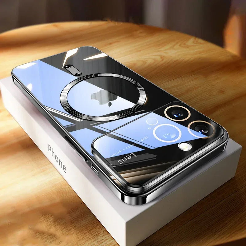 Shiny Plating Large Window Silicone iPhone Cover - Viexta