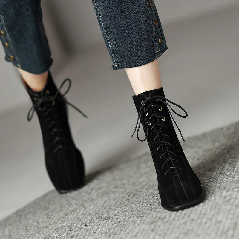 Women's All-match Square Toe Martin Boots - Viexta