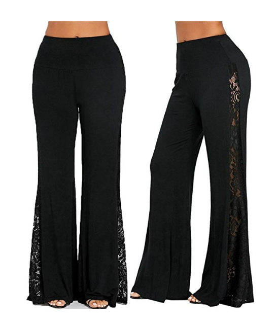 Women's Lace Stitching Wide-leg Casual Pants