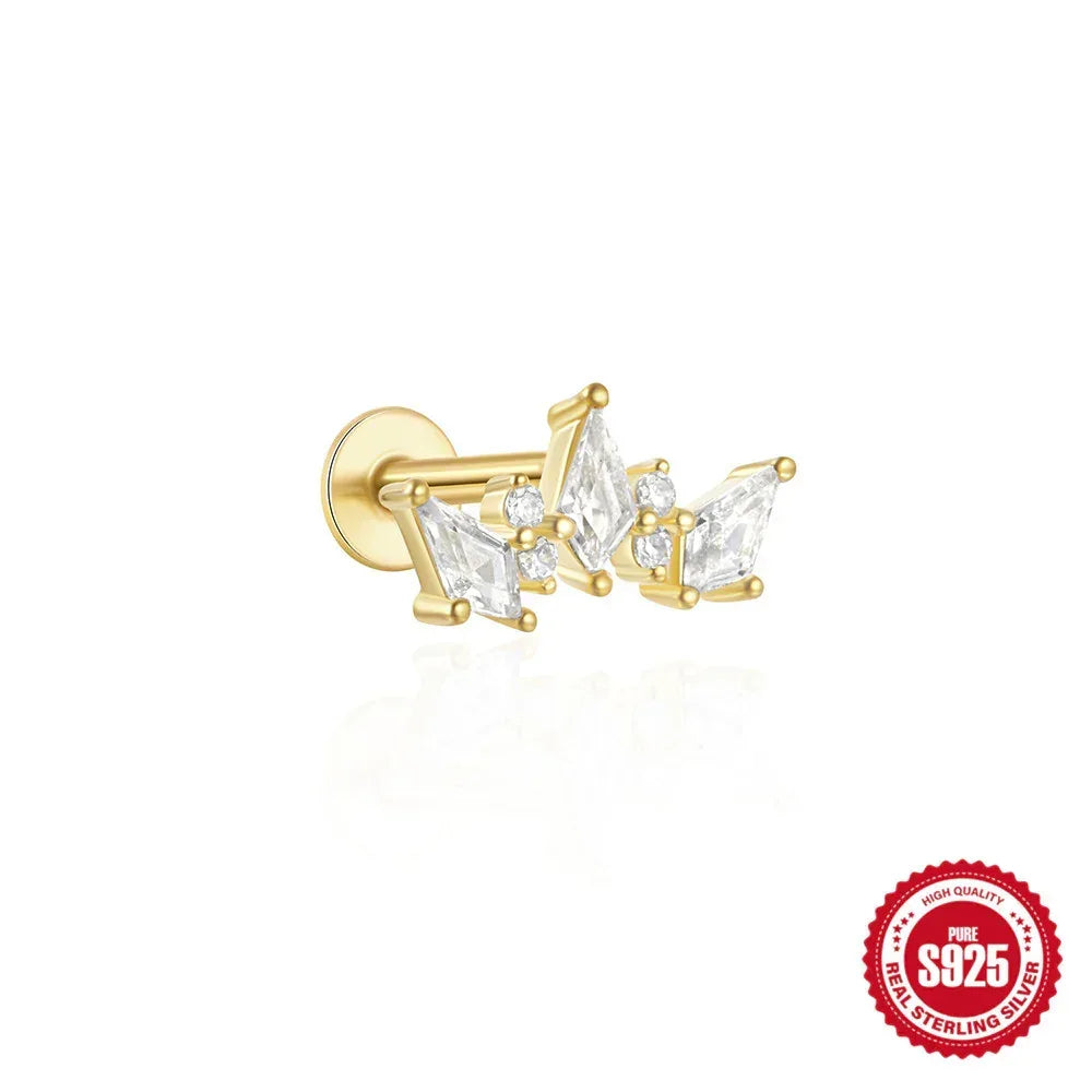 S925 Sterling Silver Moon Piercings - Viexta