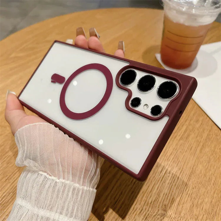 Acrylic Magnetic Suction Macaron Silicone Samsung case - Viexta