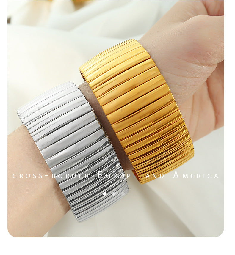 Stainless Steel Stretch Strap Retro Metal Bracelet