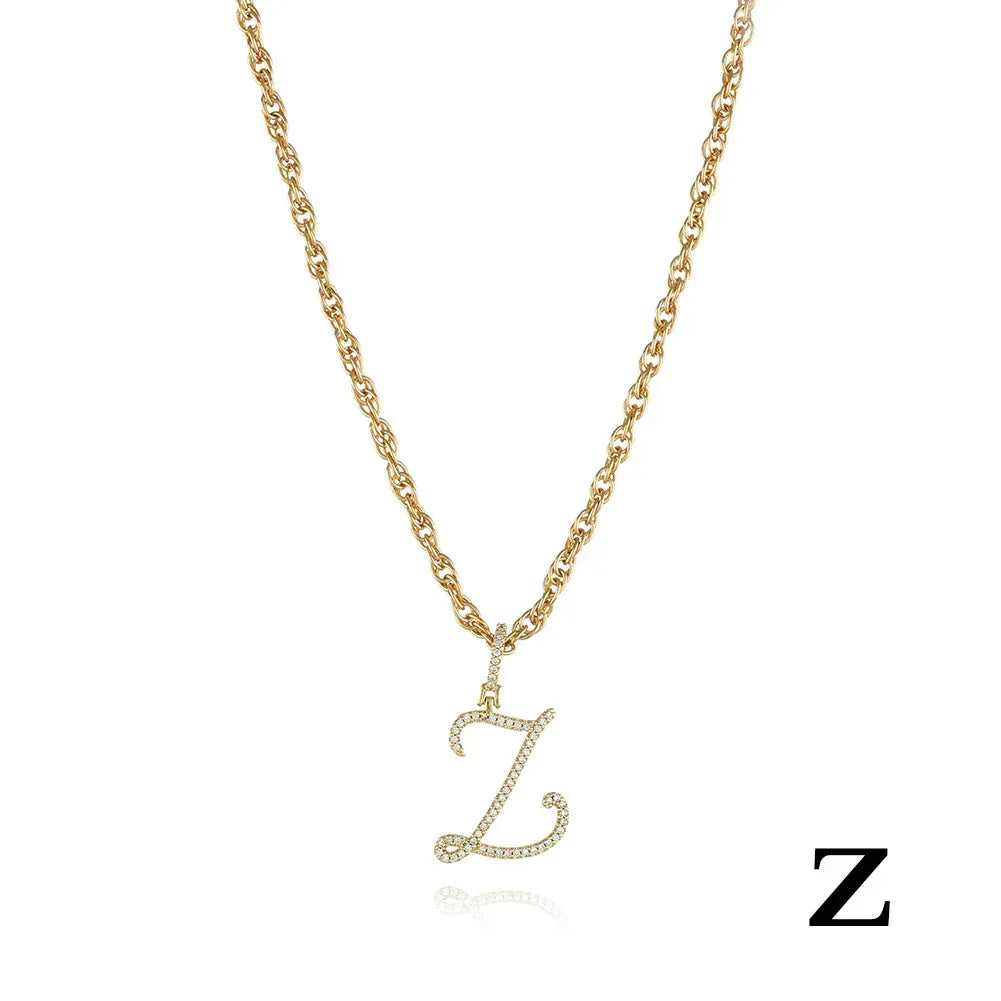 26 Letter Zircon 18k Gold Necklace - Viexta