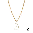 26 Letter Zircon 18k Gold Necklace