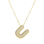brass-zircon-bubble-letter-pendant-necklace - Viexta