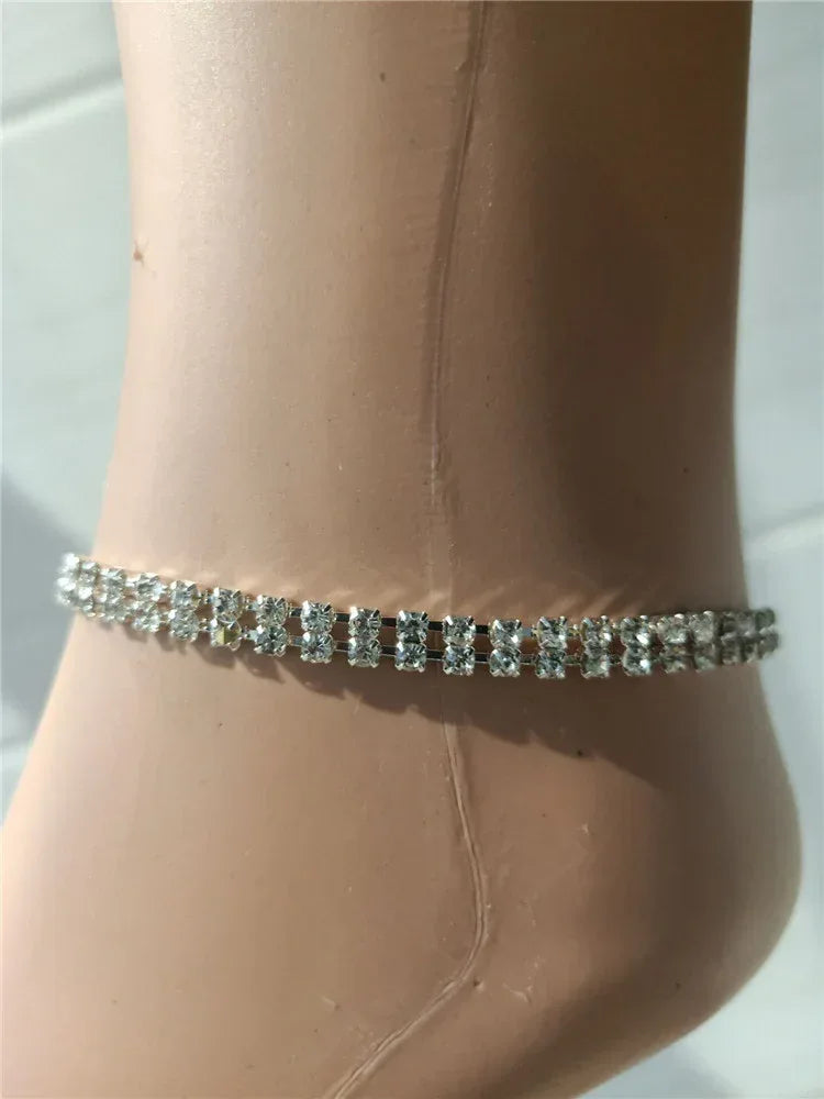Diamond Anklet Two Rows Ankle Chain - Viexta