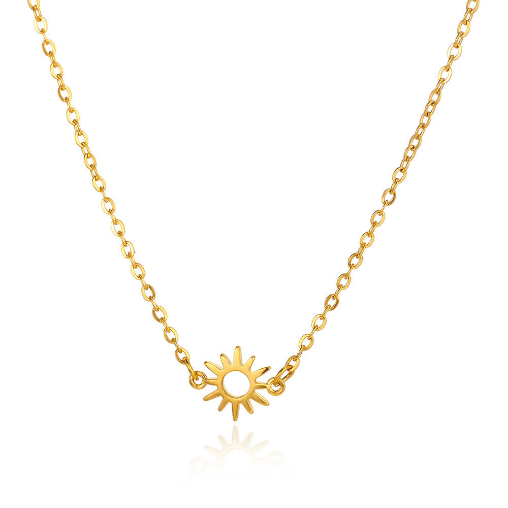 Sun Hollow Pendant 18K Gold Stainless Steel Necklace//bracelet